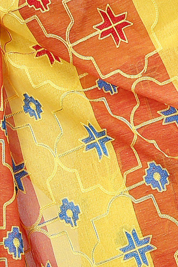 Yellow Pure Cotton Ruby Tant Embroidery (990)